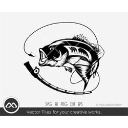 fishing svg silhouette 1 - fishing rod svg, fish svg, bass fishing svg, hook svg, clipart, png, cut file