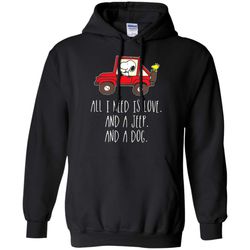 agr all i need is love and a jeep and a dog snoopy hoodie