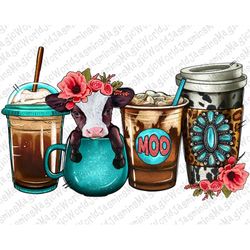 Western Baby Calf Coffee Cups Png Sublimation Design, Baby Calf Png, Coffee Cups Png, Animal Png, Western Coffee Cups Pn