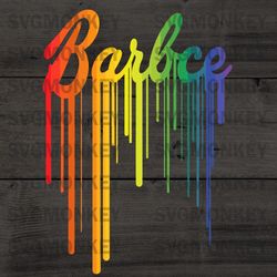 barbie logo rainbow drip svg png eps dxf , cricut file