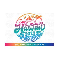 hawaii beach svg summer beach emblem svg hand drawn svg print decal iron on cut file silhouette cricut cameo instant dow