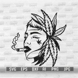 weed girl smoking joint svg | cannabis clipart | weed life t-shirt design png | rasta 420 stencil | high dope stoner cut