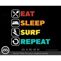 surfing svg eat sleep surf repeat - surfing svg, surf svg, summer svg, beach svg, surfing clipart, dxf