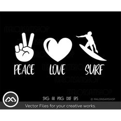 surfing svg peace love surf - surfing svg, surf svg, summer svg, beach svg, surfing clipart, dxf