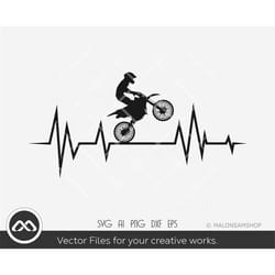 motocross svg heartbeat - motocross svg, motorcycle svg, extreme sports svg, dxf eps cut file
