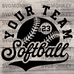 personalized softball team svg softball player svg digital files dxf svg png eps