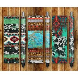 Western Cowhide Aztec Pen Wraps Png Sublimation Design, Serape Pen Wrap Png,Western Pen Wrap Png,Leopard Cowhide Pen Wra