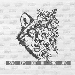 floral wolf svg | wolf svg | wolf clipart | wolf cutfile | wolf digital download | wolf cutting file | wolf png |floral