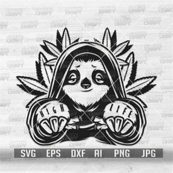sloth high life svg | chillin animal clipart | smoking weed cut file | cannabis svg | rolling joint blunt dxf | marijuan