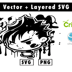 graffiti - black and white isolated icon  svg and png files for cricut machine , anime svg , manga svg , goku svg