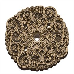 moon sun mandala 3d layered svg, digital file moon sun mandala 3d for cutting plywood, file for paper cutting, dxf, png,