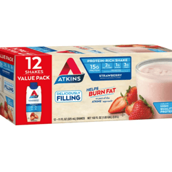 Atkins Gluten Free Protein-Rich Shake, Strawberry, Keto Friendly, 12 Count