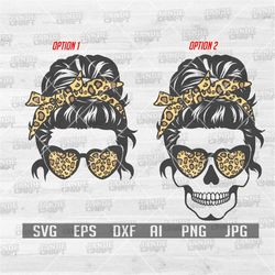 mom life svg | bun hair clipart | mommy skull stencil | leopard mama cutfile | messy bun shirt png | momlife dxf | mothe