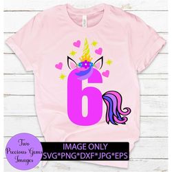 6th birthday. unicorn birthday. 6th unicorn birthday. unicorn number 6. 6th unicorn. digital download.