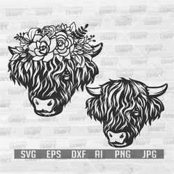 floral highland cow svg | floral highland cow cutfile | floral animal svg | highland cow clipart | farm animal svg | far