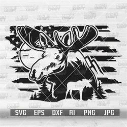 us moose scene svg | moose svg | moose clipart | moose cutfile | us outdoor shirt svg | moose png | us camping shirt svg