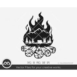 camping svg campfire - camping svg, camper svg, adventure svg for camp fire lovers