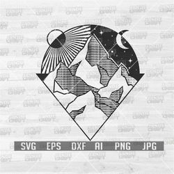 moon sun mountain geometric svg | adventure svg | outdoor svg | outdoor cutfile | camping svg | camplife svg | geometric