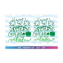 lucky little lady svg lucky little lad  st.patrick's day boy girl rainbow kids iron on print cut file cricut silhouette