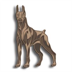 doberman mandala 3d layered svg, digital file doberman laser file, file for paper cutting, dxf, doberman wall art