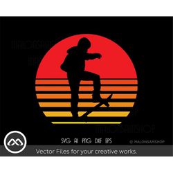 retro skateboard svg sunset - skateboarding svg, kateboard svg, skater svg, skateboarder svg, dxf, png