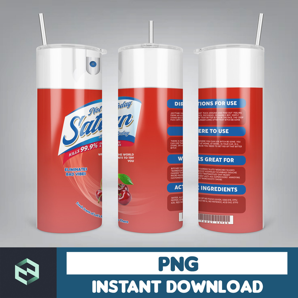 Not today Satan 20oz Tumbler Wrap PNG For Sublimation, Not today Tumbler Sublimation Design, Instant Download (22).jpg