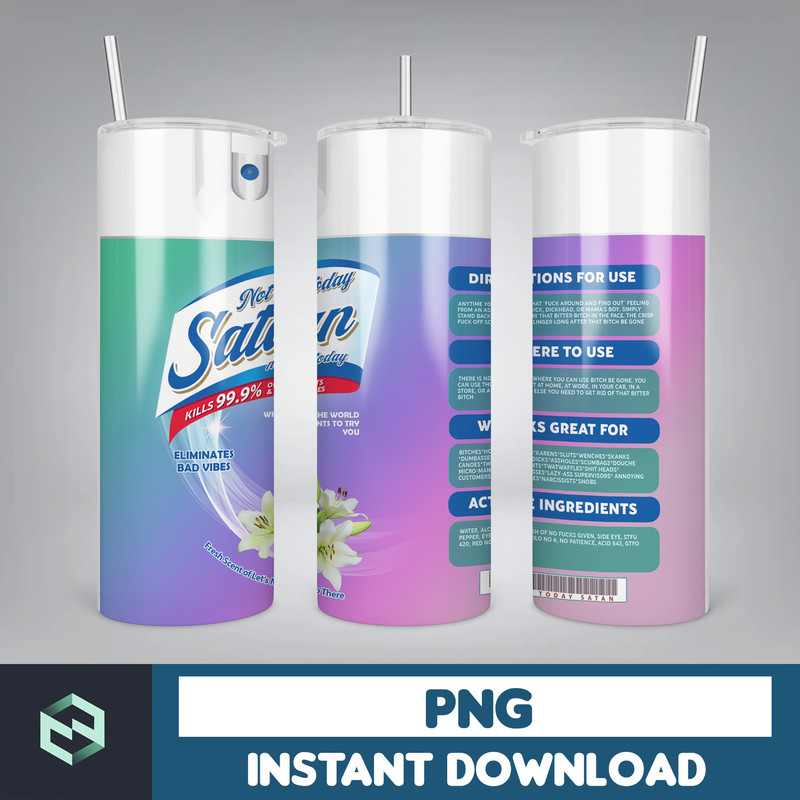 Not today Satan 20oz Tumbler Wrap PNG For Sublimation, Not today Tumbler Sublimation Design, Instant Download (24).jpg