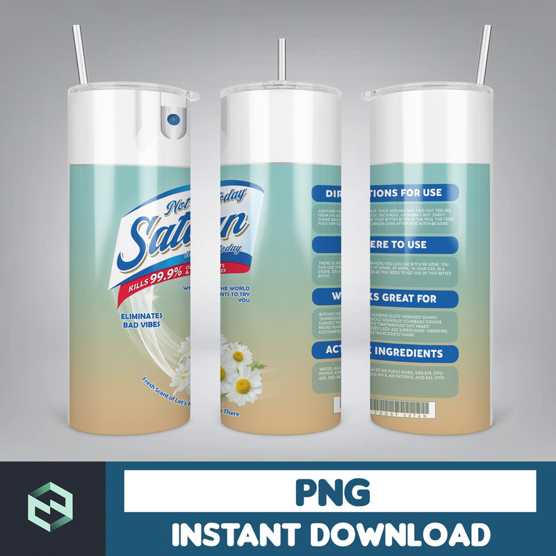 Not today Satan 20oz Tumbler Wrap PNG For Sublimation, Not today Tumbler Sublimation Design, Instant Download (3).jpg