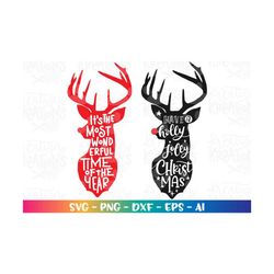 reindeer svg holly jolly christmas svg christmas reindeer rudolph print cut files cricut silhouette instant download vec