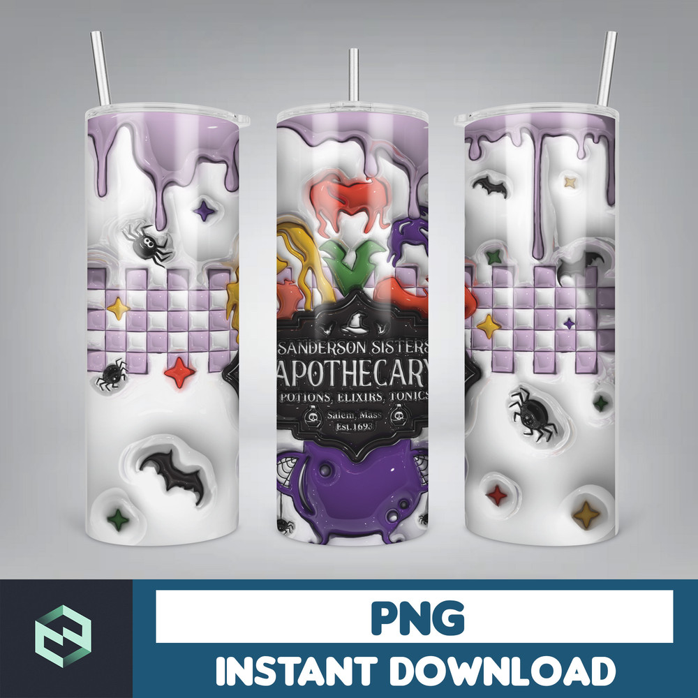 3D Inflated Halloween Hocus Pocus Sanderson Sister Sublimation Tumbler Design Download 20 Oz Digital Tumbler PNG (14).jpg