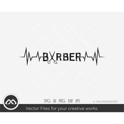barber svg heartbeat - barber svg, barber clipart, hair stylist svg, barbershop svg, dxf, eps, cut file, png