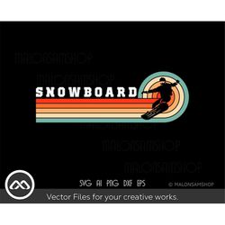 Snowboard SVG Retro - snowboarding svg, snowboard svg, snowboarder svg, silhouette, png, cut file, clipart