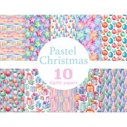 Pastel Christmas Digital Paper | Xmas Seamless Pattern