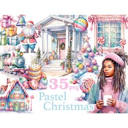 Pastel Christmas Clipart | Holiday Illustration Bundle