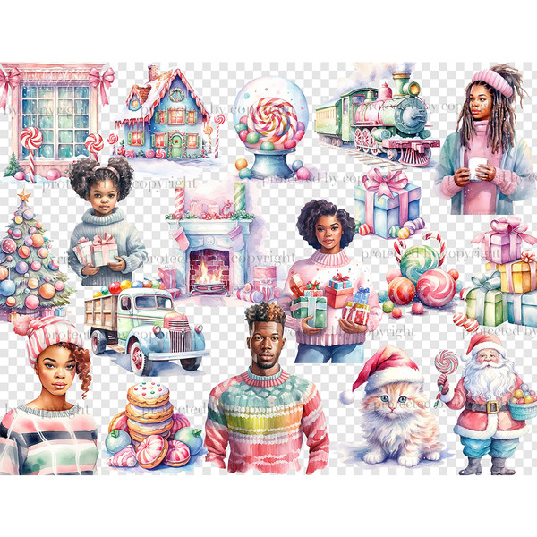 Pastel Christmas Clipart, Holiday Illustration Bundle, GlamArtZhanna, Pink Christmas Tree PNG, Pink Holiday Clipart, Cozy Christmas PNG Bundle, Christmas Party
