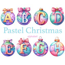 Pastel Christmas Alphabet | Xmas Clipart Bundle