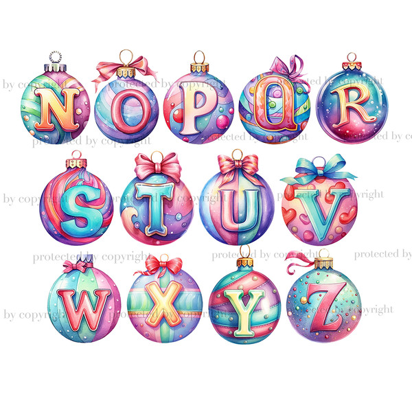 Pastel Christmas Alphabet, Xmas Clipart Bundle, GlamArtZhanna, Xmas Letters PNG, Christmas Party Invitation, Holiday Alphabet PNG, Christmas Balls Clipart, Chri