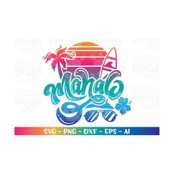 mahalo svg beach quote beach life svg aloha hawaii surf palm trees print decal shirt design cut files cricut silhouette