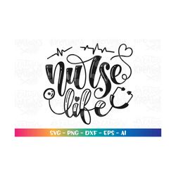 nurse heart beat svg nurse svg printable iron on decal cut cutting files cricut silhouette instant download vector svg p