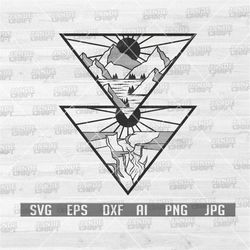 mountain scene geometric svg | adventure svg | outdoor svg | mountain svg | camp life svg | camping svg | geometric cutf