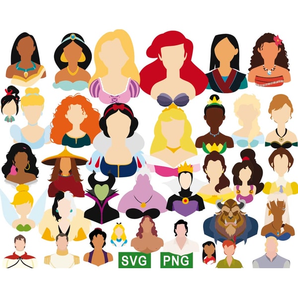 Princess Mini Svg Princes Svg, Villain Svg, Disney Princess Silhouette Svg Bun - Inspire ...