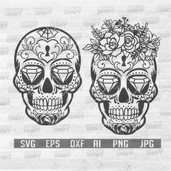 Floral Sugar Skull Svg | Sugar Skull Png | Skull Svg | Floral Skull Svg | Skull Clipart | Skull Clipart | Skull Cutting