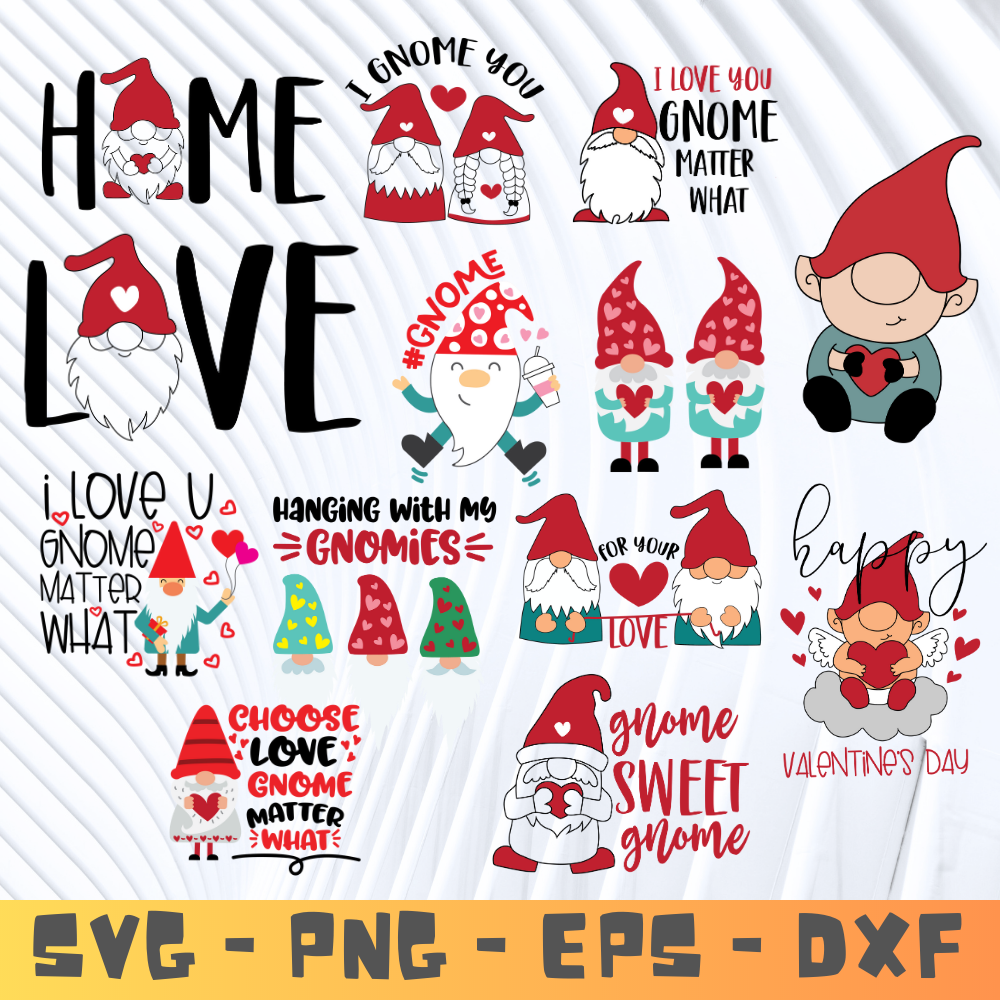 Gnomes valentine day LOGOS SVG and png.png