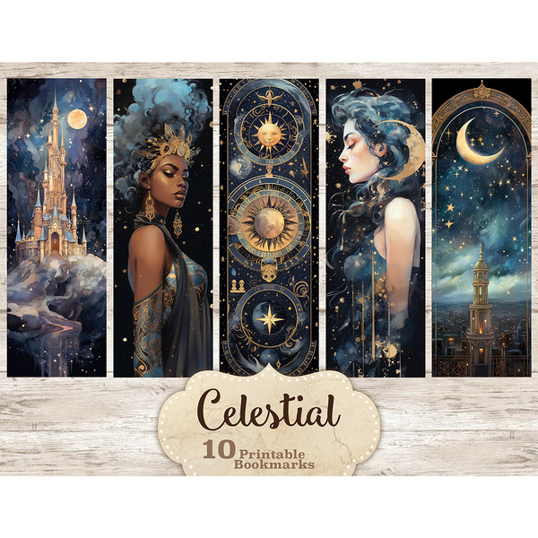 Celestial Bookmarks, Star And Moon Printable, GlamArtZhanna, Bookmarks For Woman, Watercolor Bookmarks, Fantasy Bookmark Set, Bookmark Designs, Bookmarks Print