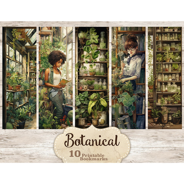 Botanical Bookmarks Printable, Instant Download Bundle, GlamArtZhanna, Plant Lover Digital Paper, Botanical Bookmarks, Black Girl Bookmarks, Botanical Printable