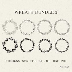 wreath svg bundle plotter file png dxf jpg pdf eps botanical cricut floral frame clipart laurel monogram wedding design