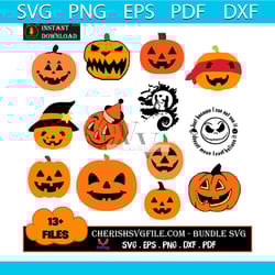 halloween pumpkin bundle svg, 13 files of halloween pumpkin svg