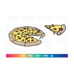 Whole Pizza Clipart and one Pizza slice SVG Dad baby Matching shirts cute big small Pizza new born cut file Cricut Silho