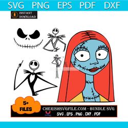 halloween jack and sally bundle svg, nightmare before christmas svg
