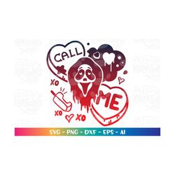 call me svg candy hearts funny horror valentine's day scream kids cute funny print iron on  cut file cricut download vec